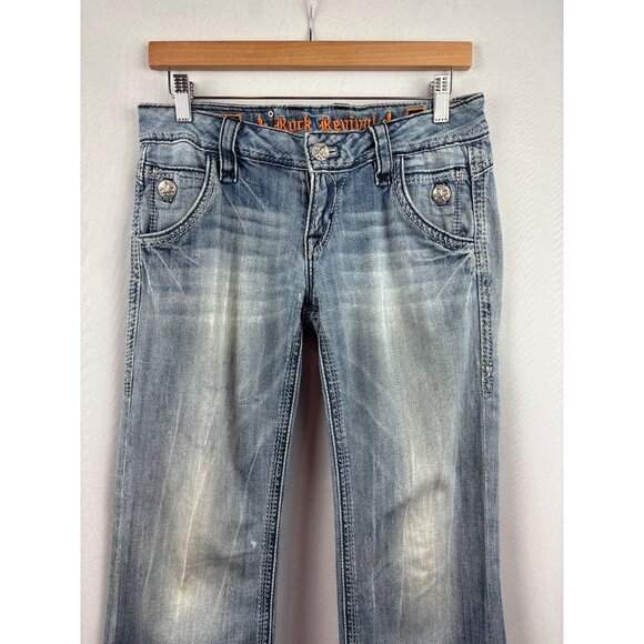 Women’s Vintage Rock Revival Size 28 Light Wash Low-Rise Bootcut Jeans - Picture 2 of 7
